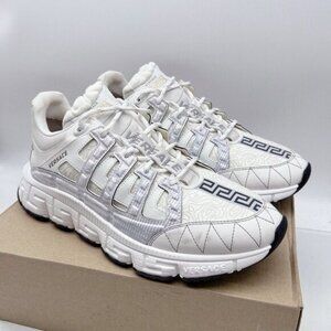 VERSACE Trigreca Fashion Sneakers Platform White Lace Up Womens EU 37 -Authentic
